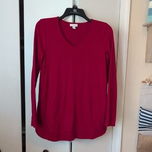 J. Jill Deep Red Long Sleeve V-Neck Tunic